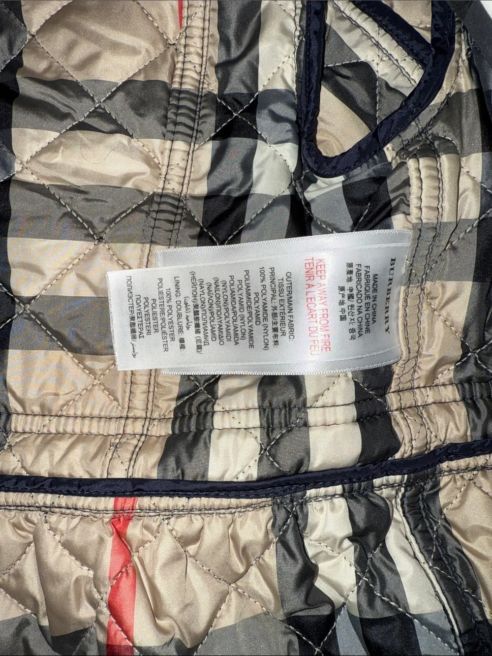 Burberry Girl's Quilted Double-Breasted Navy Puffer Jacket